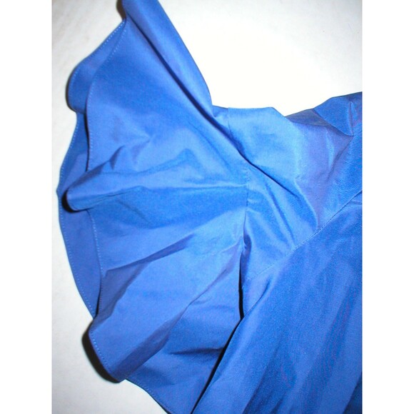 New Womens 8 NWT Designer Italy Victor & Rolf Blue Dress 44 Snaps Back Ruffles - Picture 11 of 12